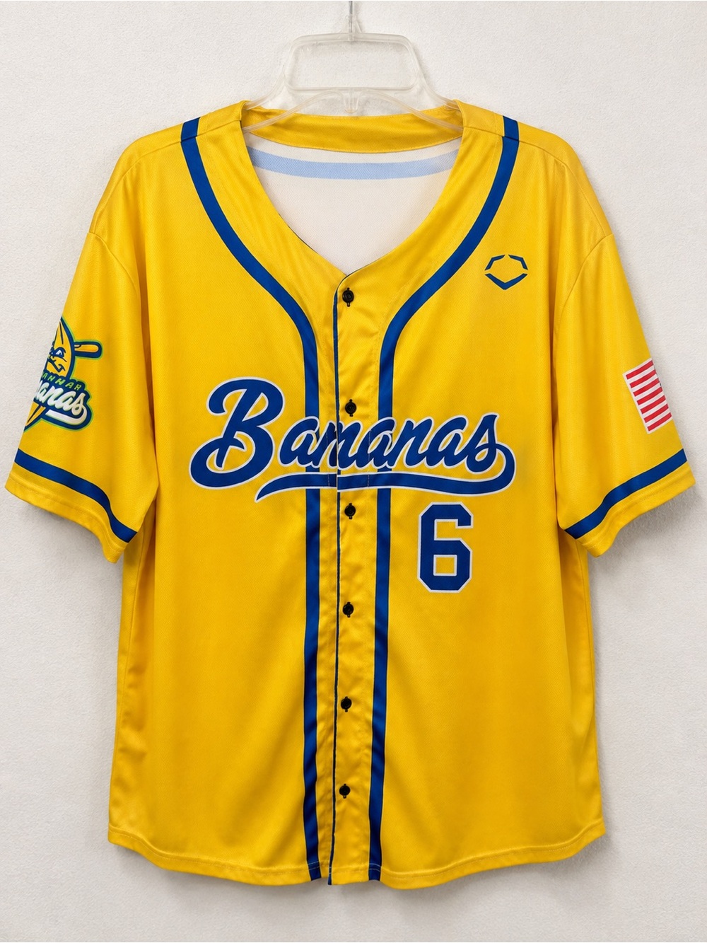 Savannah Bananas Cox #6 Yellow Baseball Jersey Men’s XL Button Front